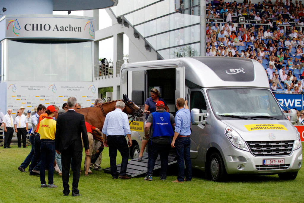 Firth of Lorne being escorted into the official Horse Ambulance 