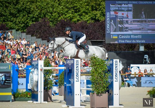 One of the Rio-bound Ukraine horses in question, Fine Fleur du Marais, competed by Cassio Rivetti on July 2nd, 2016 in Paris.