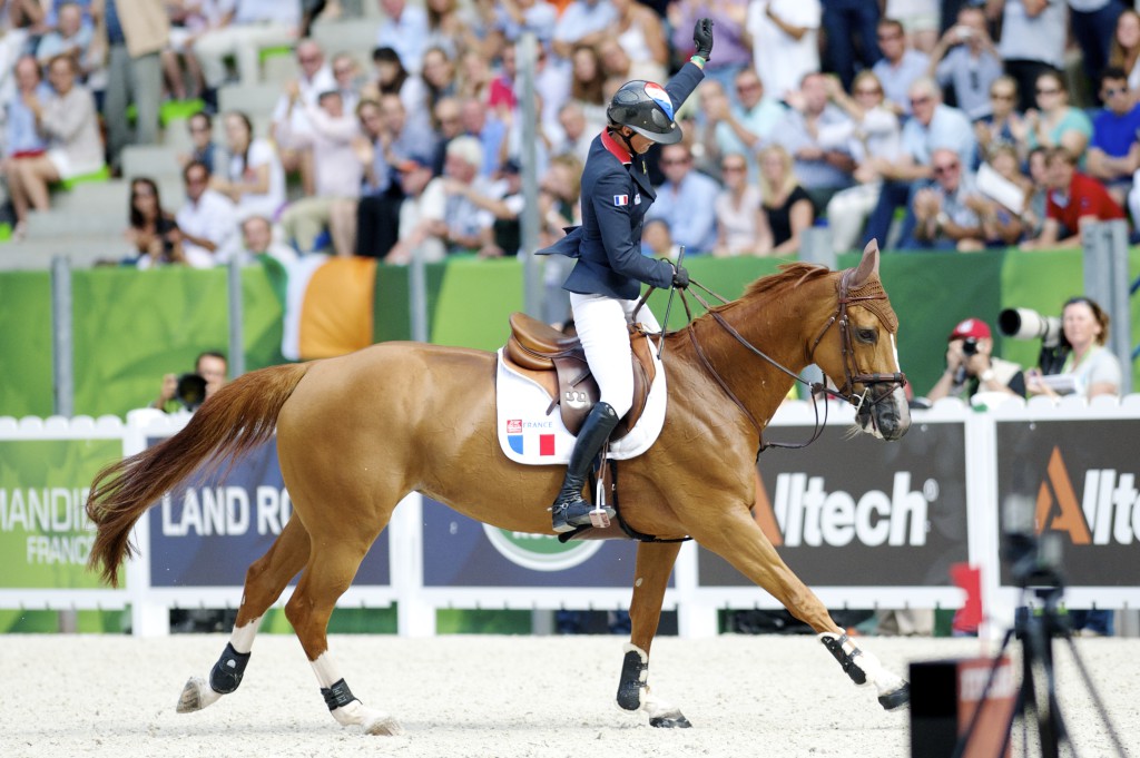 Penelope Leprevost acknowledges the huge applause from the French crowd at the World Games in Normandy 