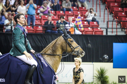 Steve Guerdat & Albfuerhen's Paille after winning the 2015 Longines FEI World Cup Jumping Final.