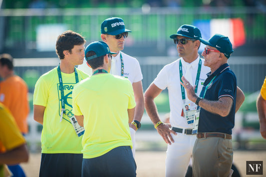 Team Brazil discusses strategy.