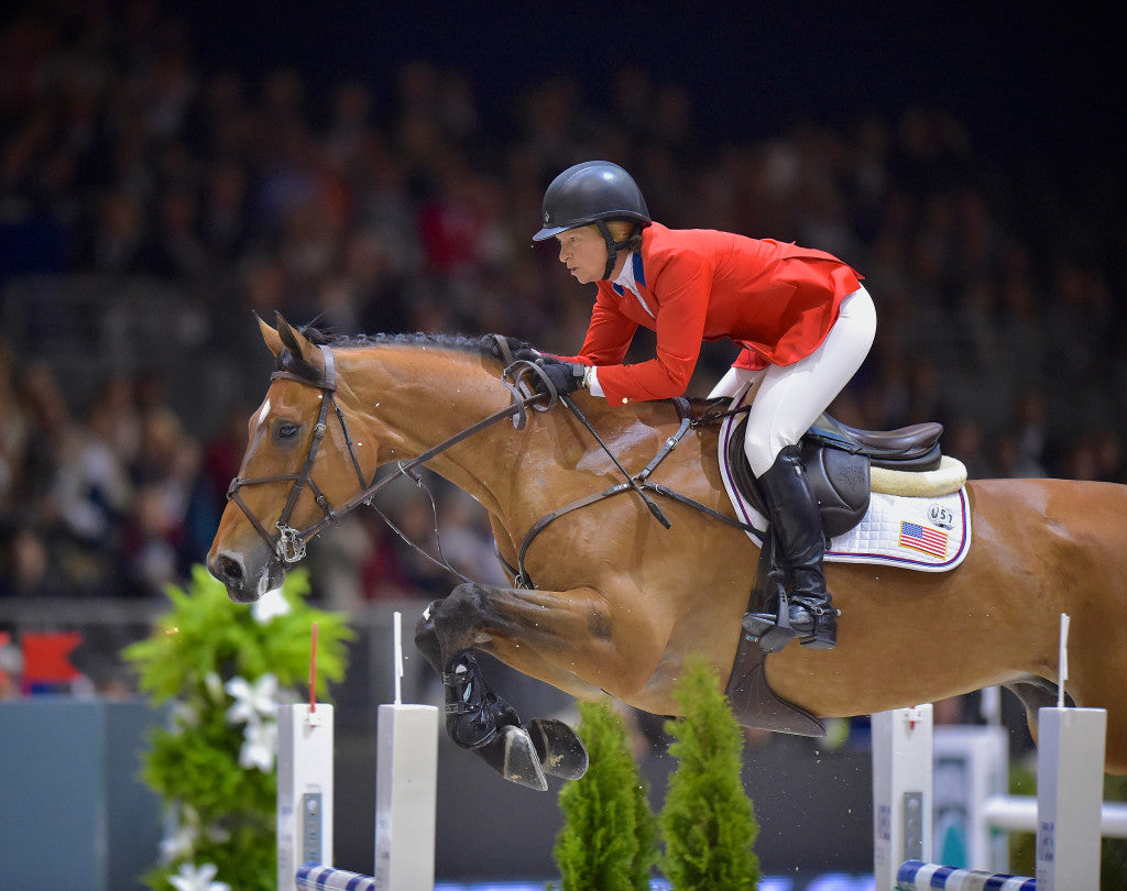 Defending champion: USA's Beezie Madden and Simon were best of the Americans in 12th in the opening speed leg of the Longines FEI World Cupª Jumping Final in Lyon (FRA) Credit: FEI/Arnd Bronkhorst