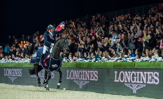 John Whitaker of United Kingdom rides Argento celebrates after winning the Longines Grand Prix during the Longines Hong Kong Masters 2015 at the AsiaWorld Expo on 15 February 2015 in Hong Kong, China. Photo by Victor Fraile / Power Sport Images