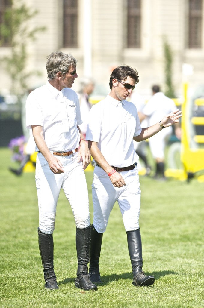 Ludger Beerbaum and Steve Guerdat walk the Prix French Tour course together