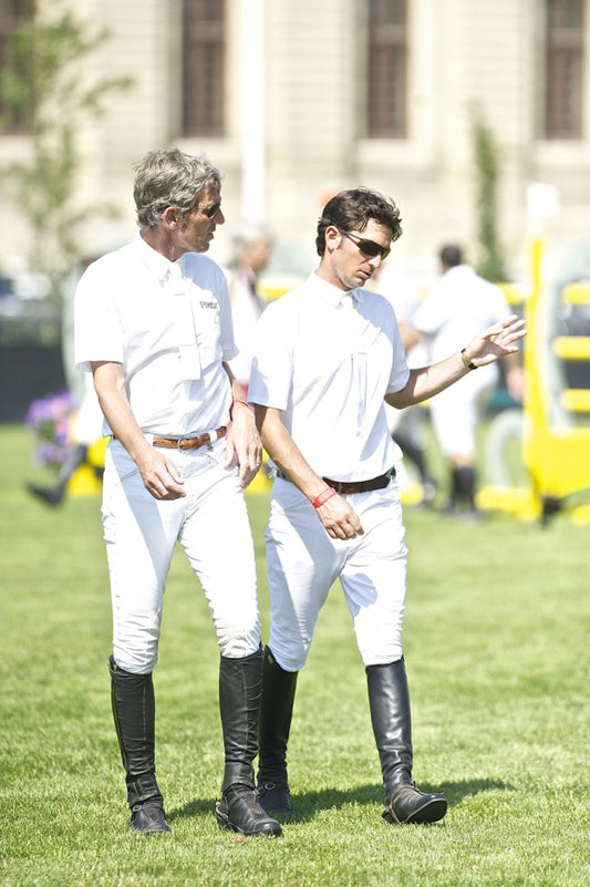 Ludger Beerbaum and Steve Guerdat walk the Prix French Tour course together